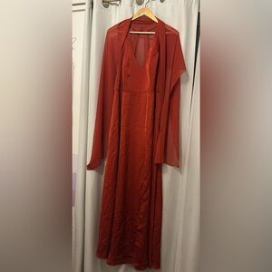 Beautiful Rust Colored, Azazie V-Neck, Halter Formal/Bridesmaid Dress